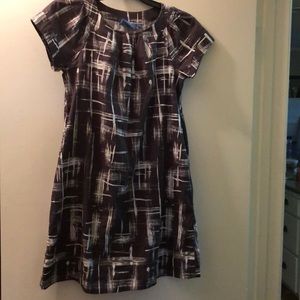 Brown/white print dress